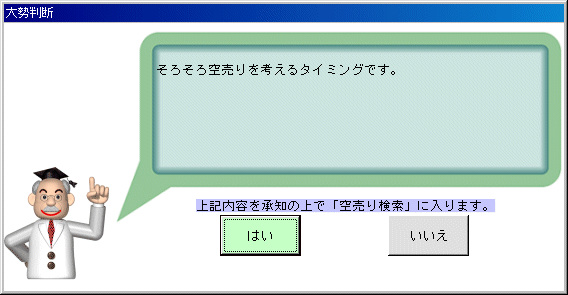 株式分析ソフト「空売り博士」大勢判断